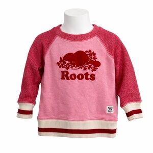 Size 6-12M Roots Cabin Crew Pink and Red Sweater